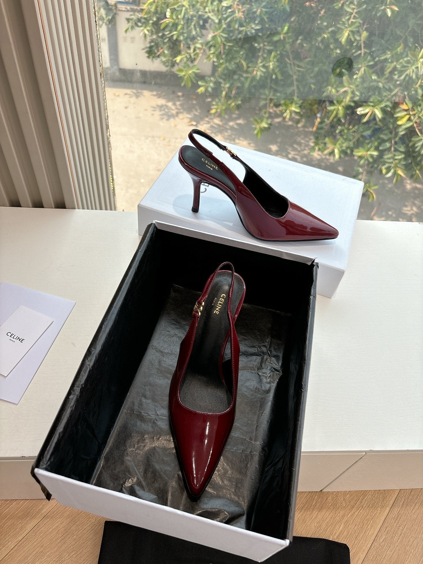 Celine CELINE Slingbacks Red Patent Leather 285939