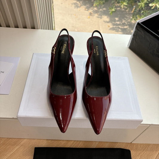 Celine CELINE Slingbacks Red Patent Leather 285939