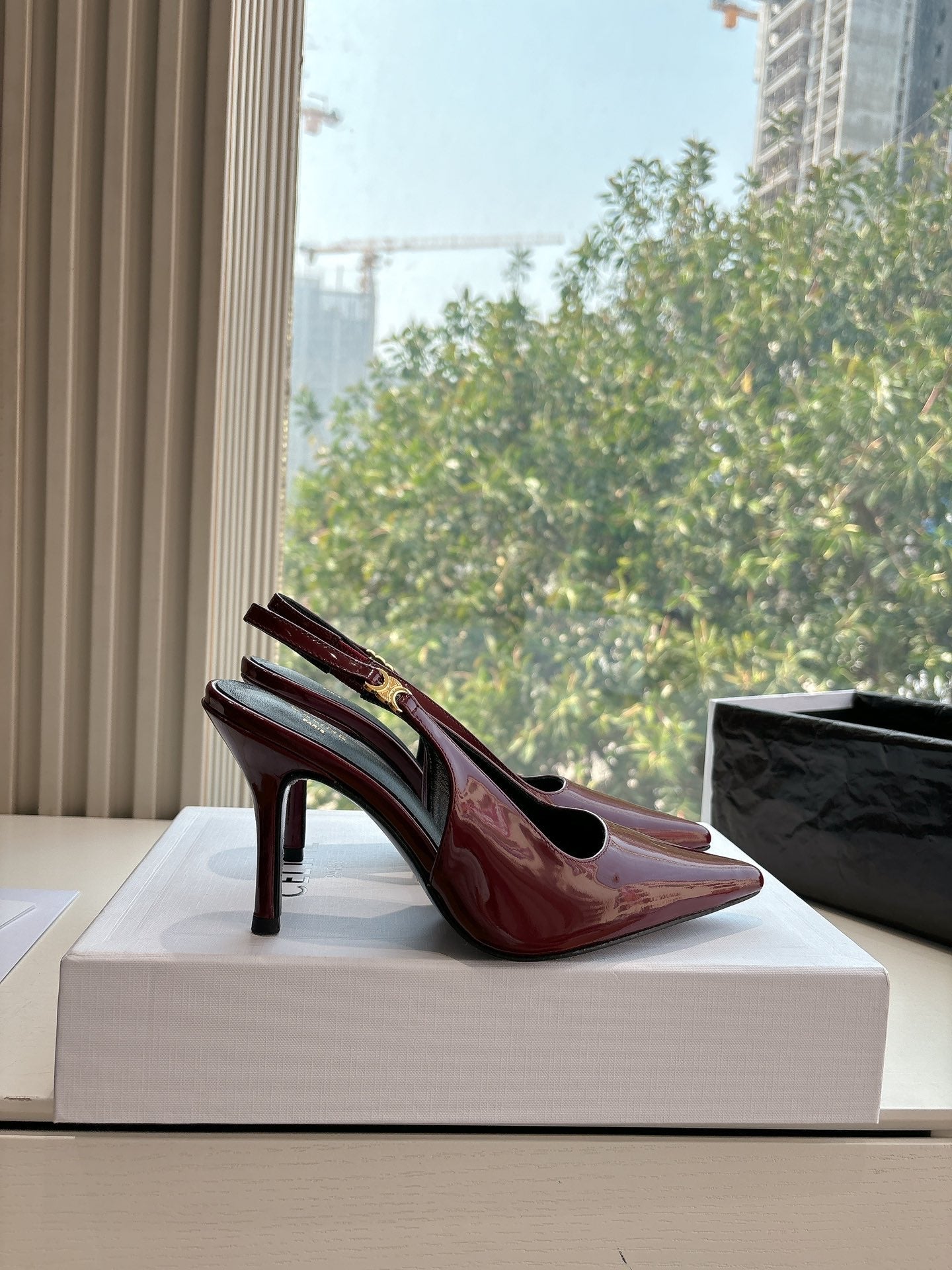 Celine CELINE Slingbacks Red Patent Leather 285939