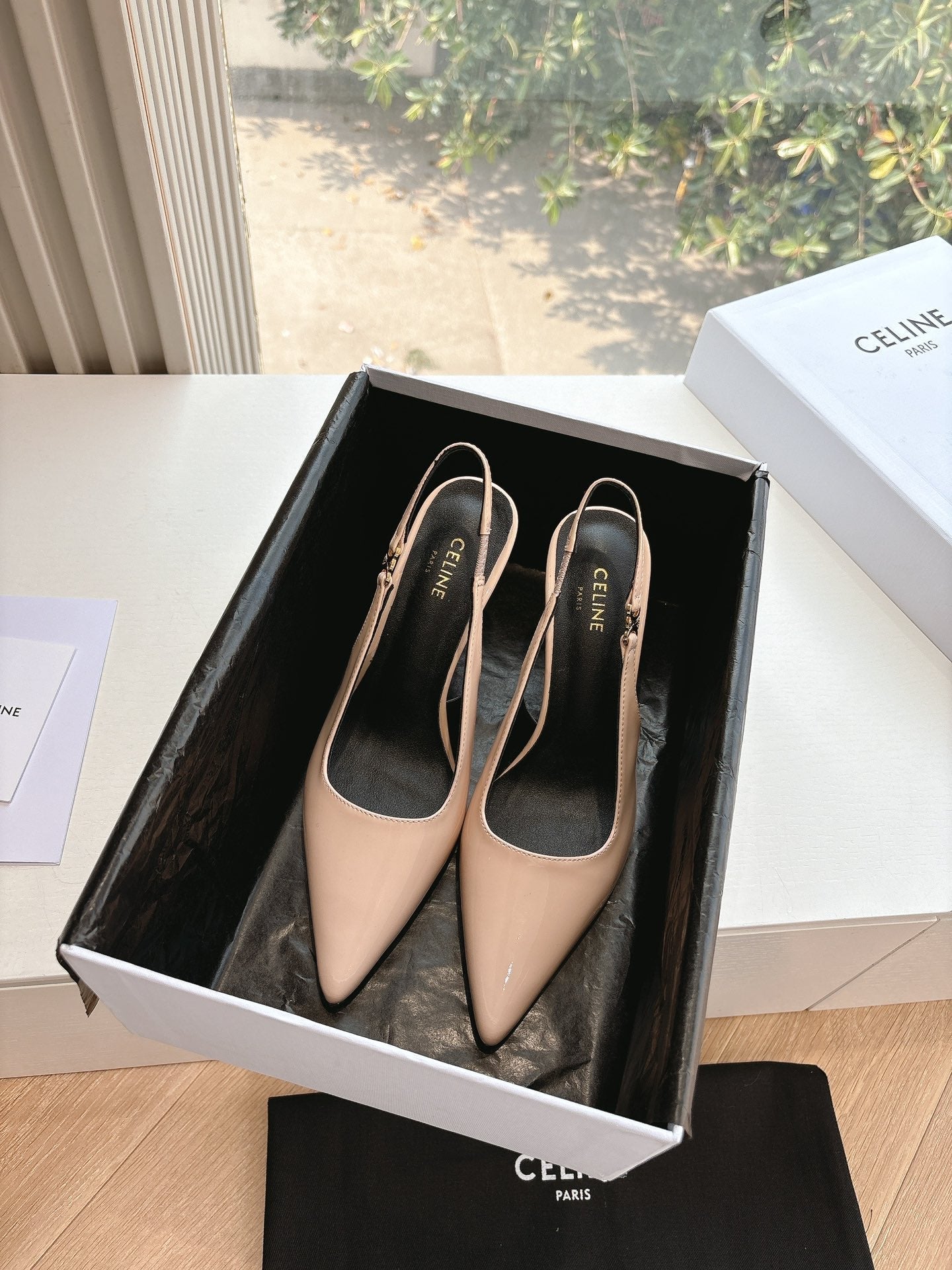 Celine CELINE Slingbacks Pink Patent Leather 285941