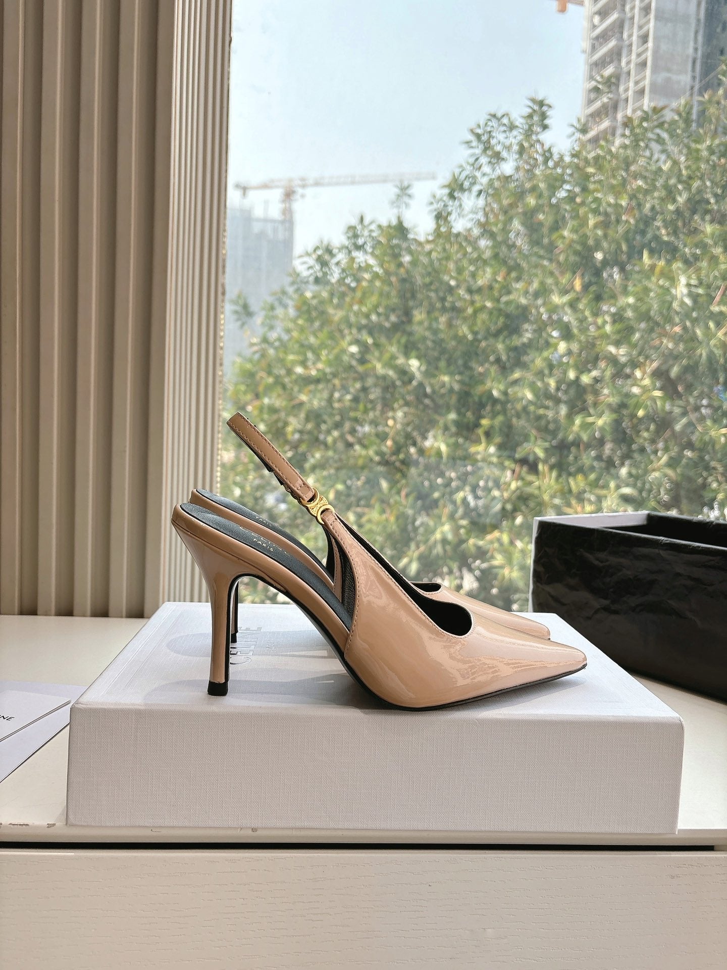 Celine CELINE Slingbacks Pink Patent Leather 285941