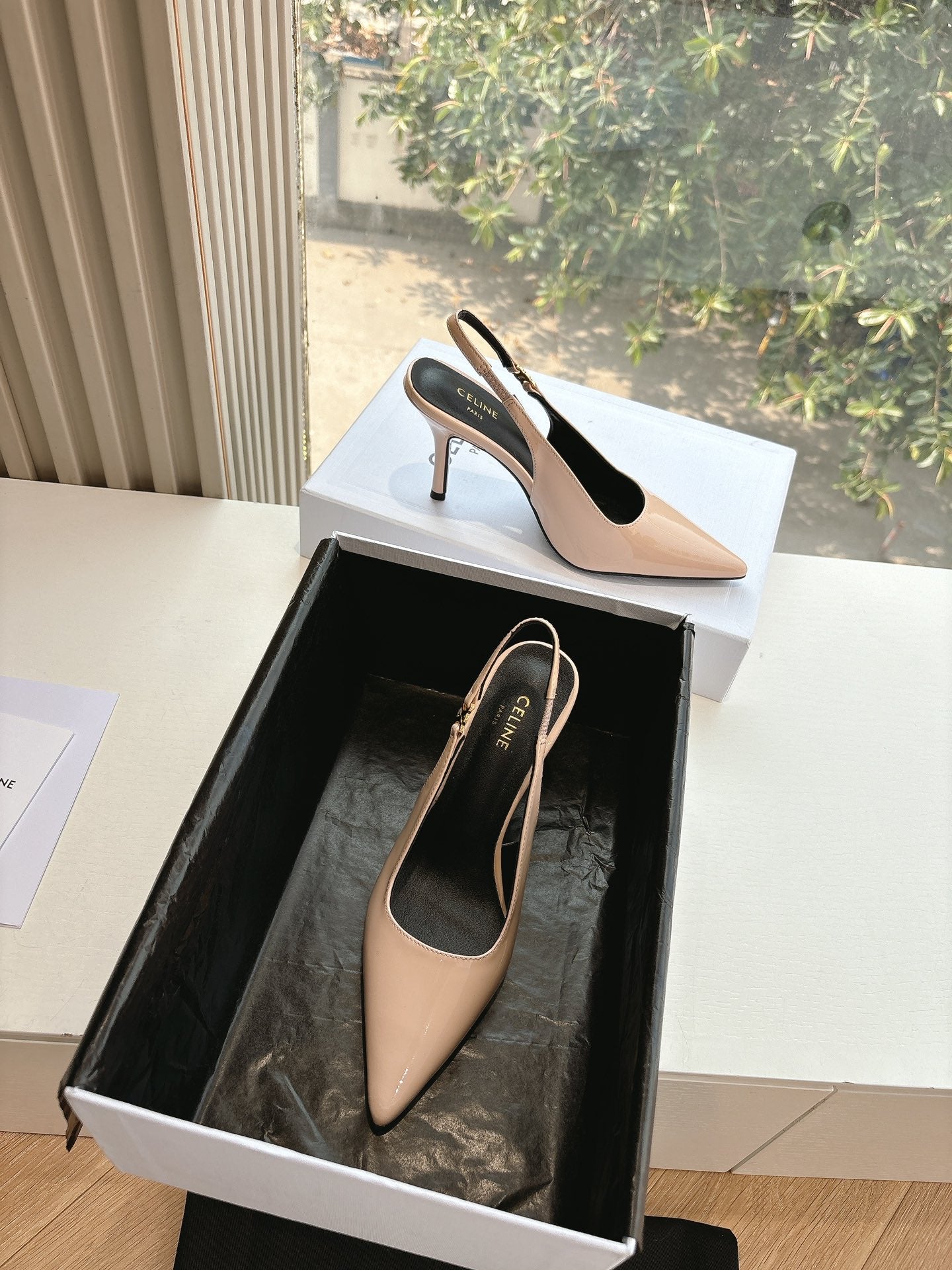 Celine CELINE Slingbacks Pink Patent Leather 285941