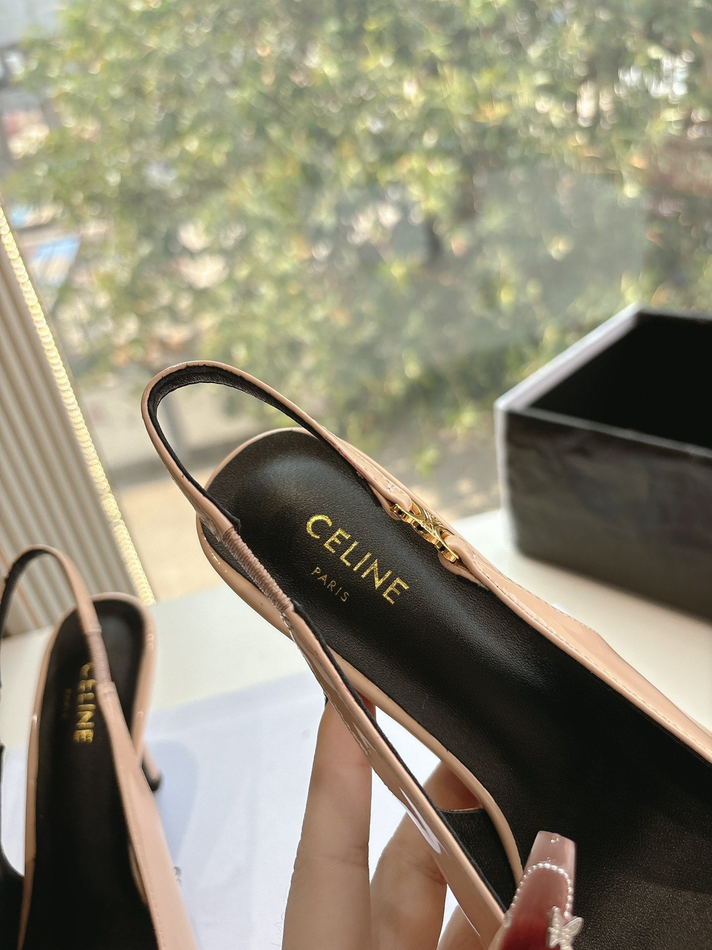 Celine CELINE Slingbacks Pink Patent Leather 285941