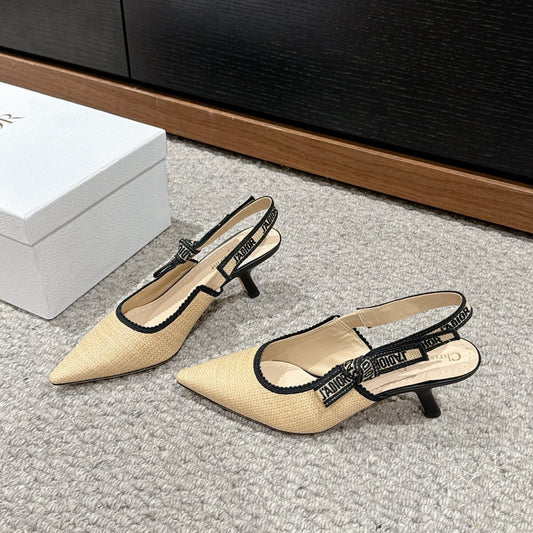 DIOR slingback 65 beige raffia lambskin