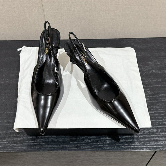 Saint Laurent SL CHERISH SLINGBACK 75 BLACK CALFSKIN