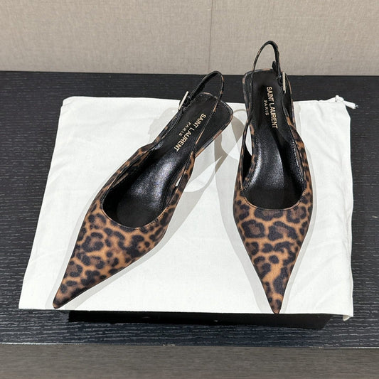 Saint Laurent SL CHERISH LEOPARD SLINGBACK AMBER CANVAS