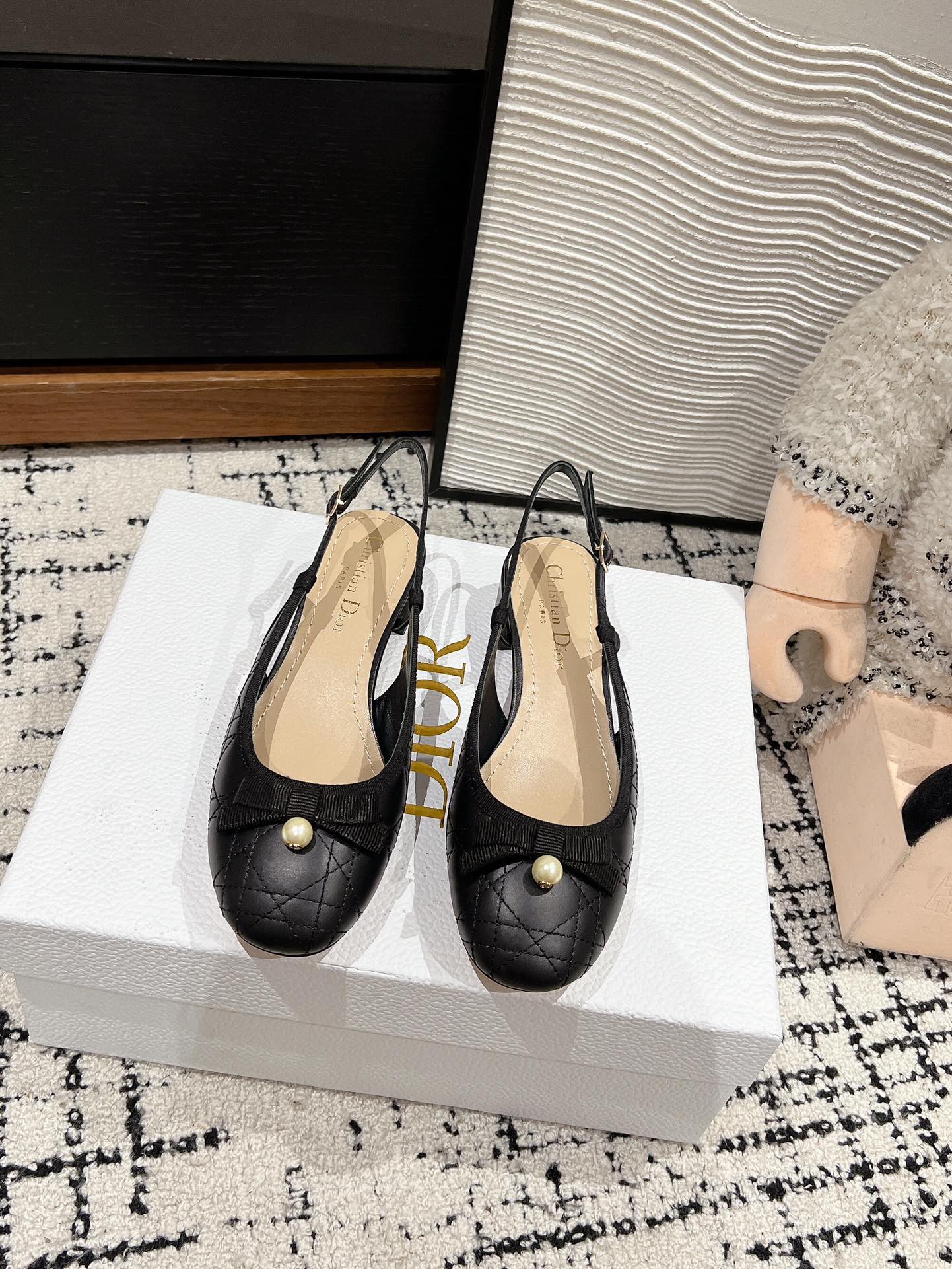 DIOR Ballet Slingback Pump 30mm In Black Quilted Calfskin 997043
