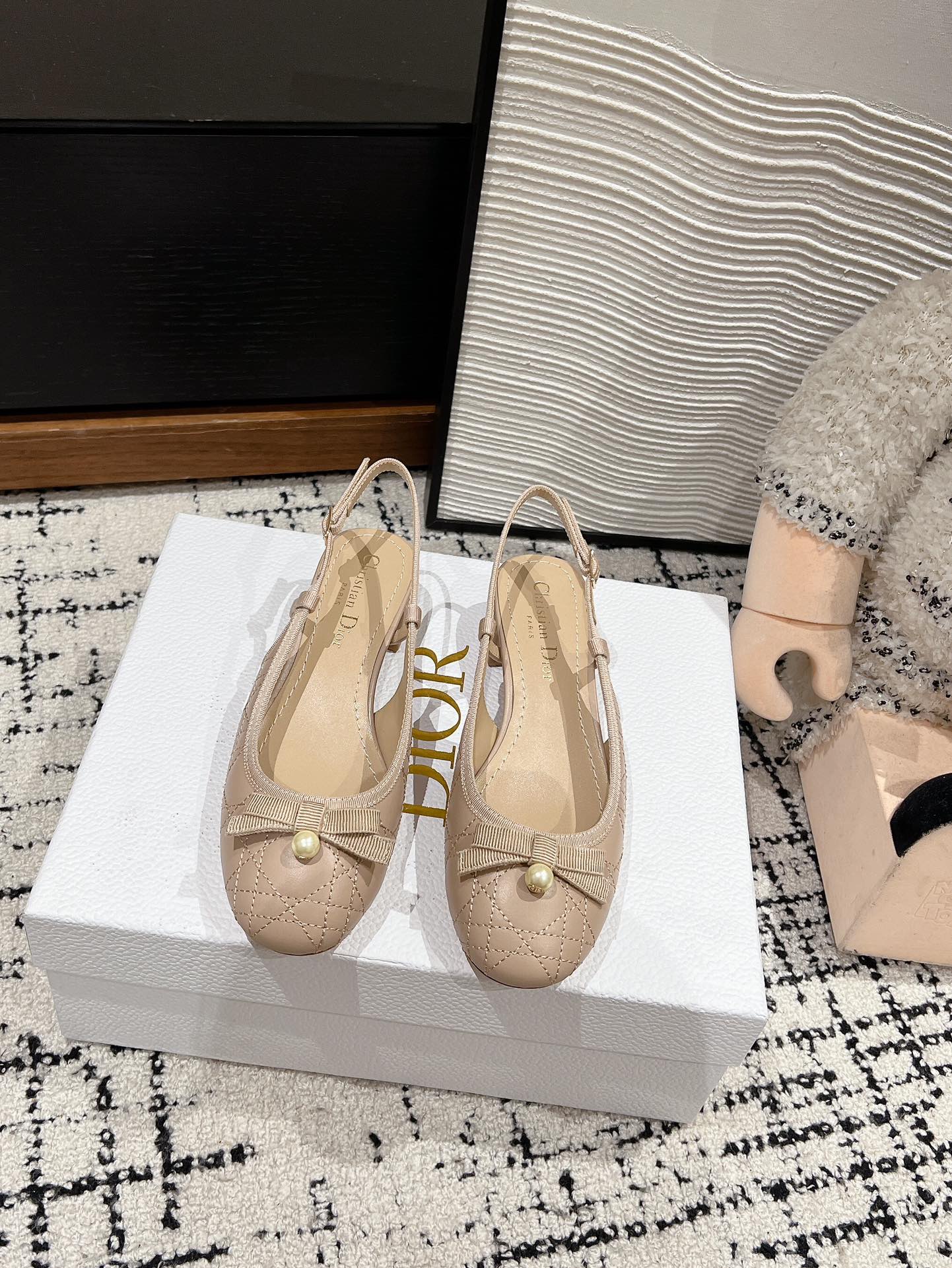 DIOR Ballet Slingback Pump 30mm In Nude Quilted Calfskin 997045