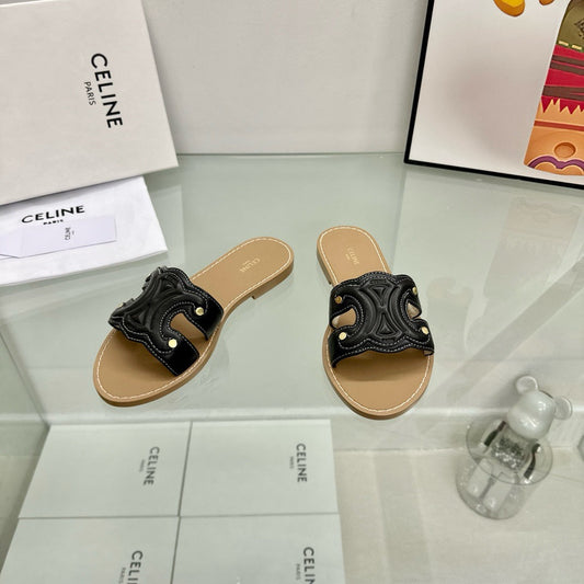 Celine TRIOMPHE MULE IN CALFSKIN BLACK