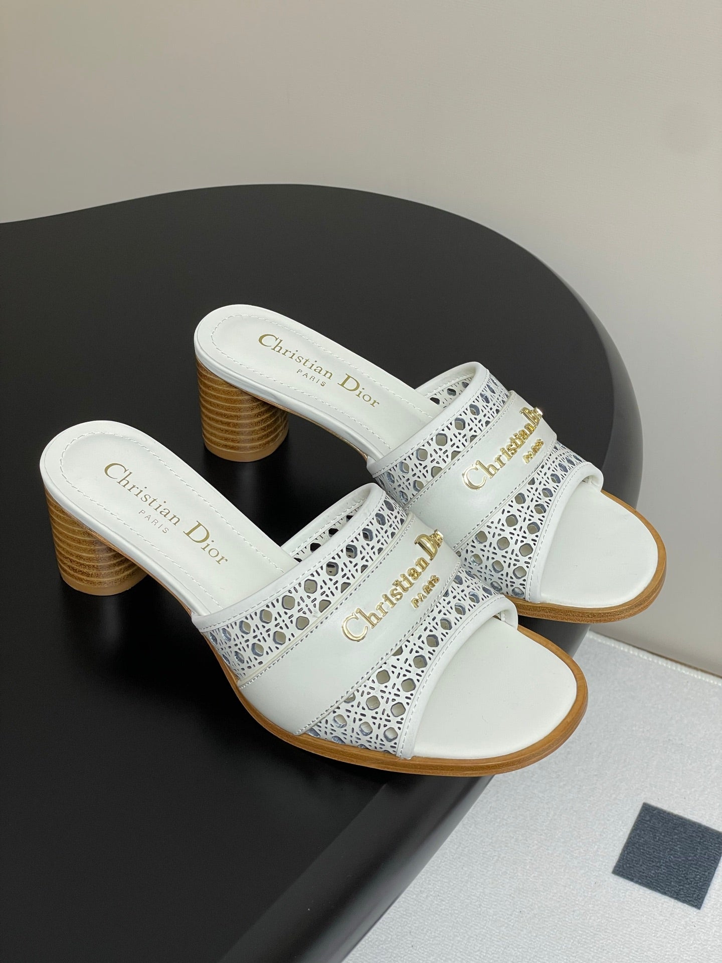 DIOR 25 D-Lane Heeled Slide Calfskin