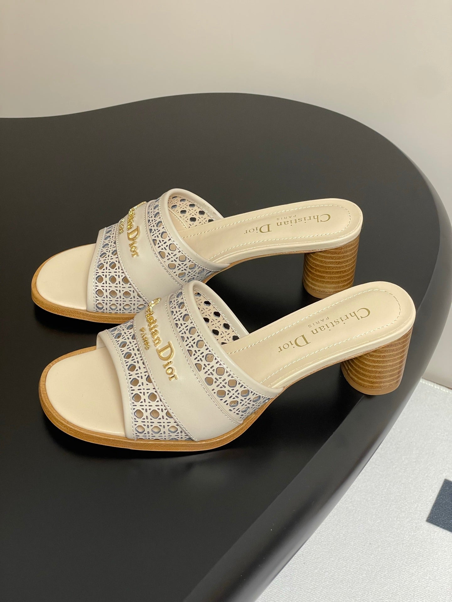 DIOR 25 D-Lane Heeled Slide Calfskin