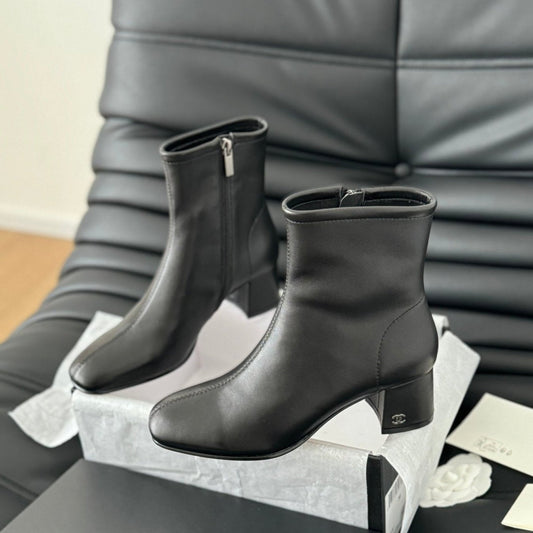 CHANEL Ankle Boot Black Calfskin