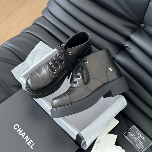 CHANEL Ankle Boots Black Calfskin 937062