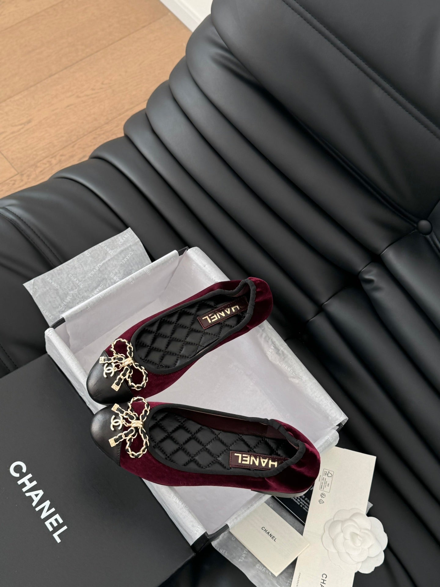CHANEL Ballet Flats In Burgundy Velvet Fabric 143526