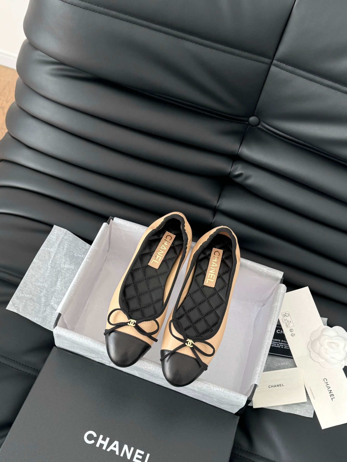 CHANEL Ballet Flats In Beige Lambskin 143538