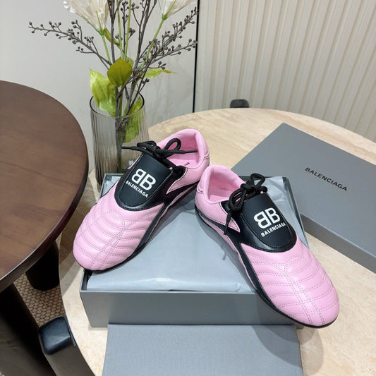 Balanciaga SOCCER SNEAKER IN PINK MIX BLACK QUILTED LAMBSKIN