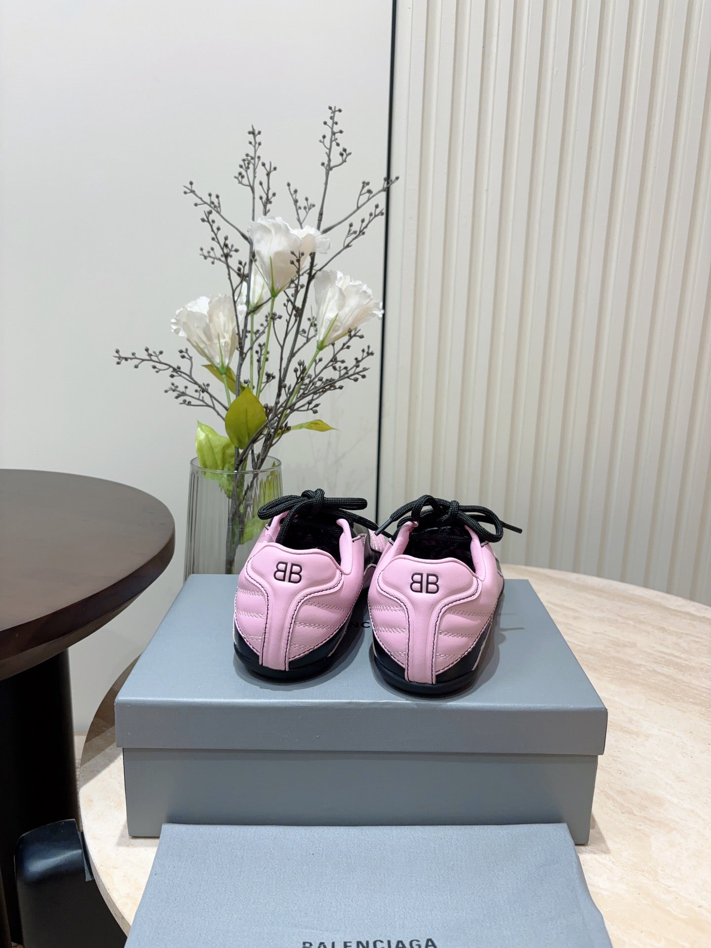 Balanciaga SOCCER SNEAKER IN PINK MIX BLACK QUILTED LAMBSKIN