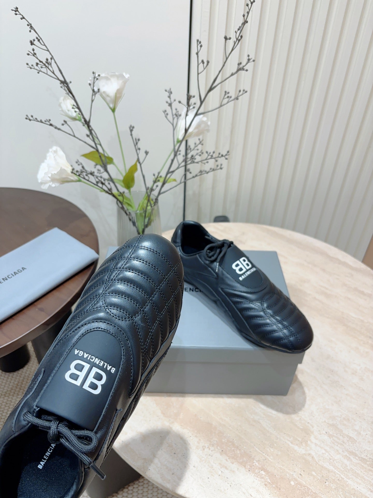 Balanciaga SOCCER SNEAKER IN BLACK QUILTED LAMBSKIN