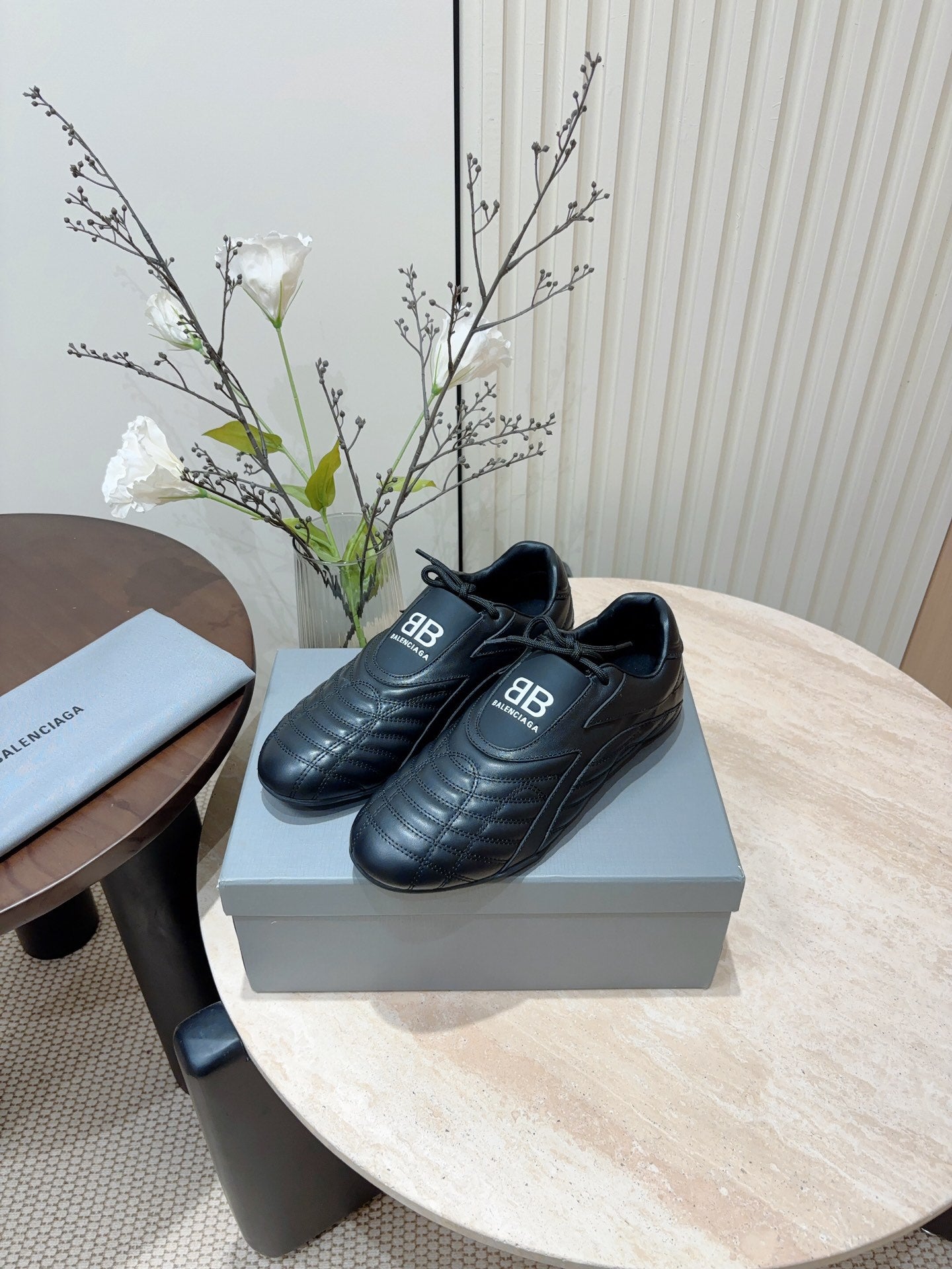 Balanciaga SOCCER SNEAKER IN BLACK QUILTED LAMBSKIN