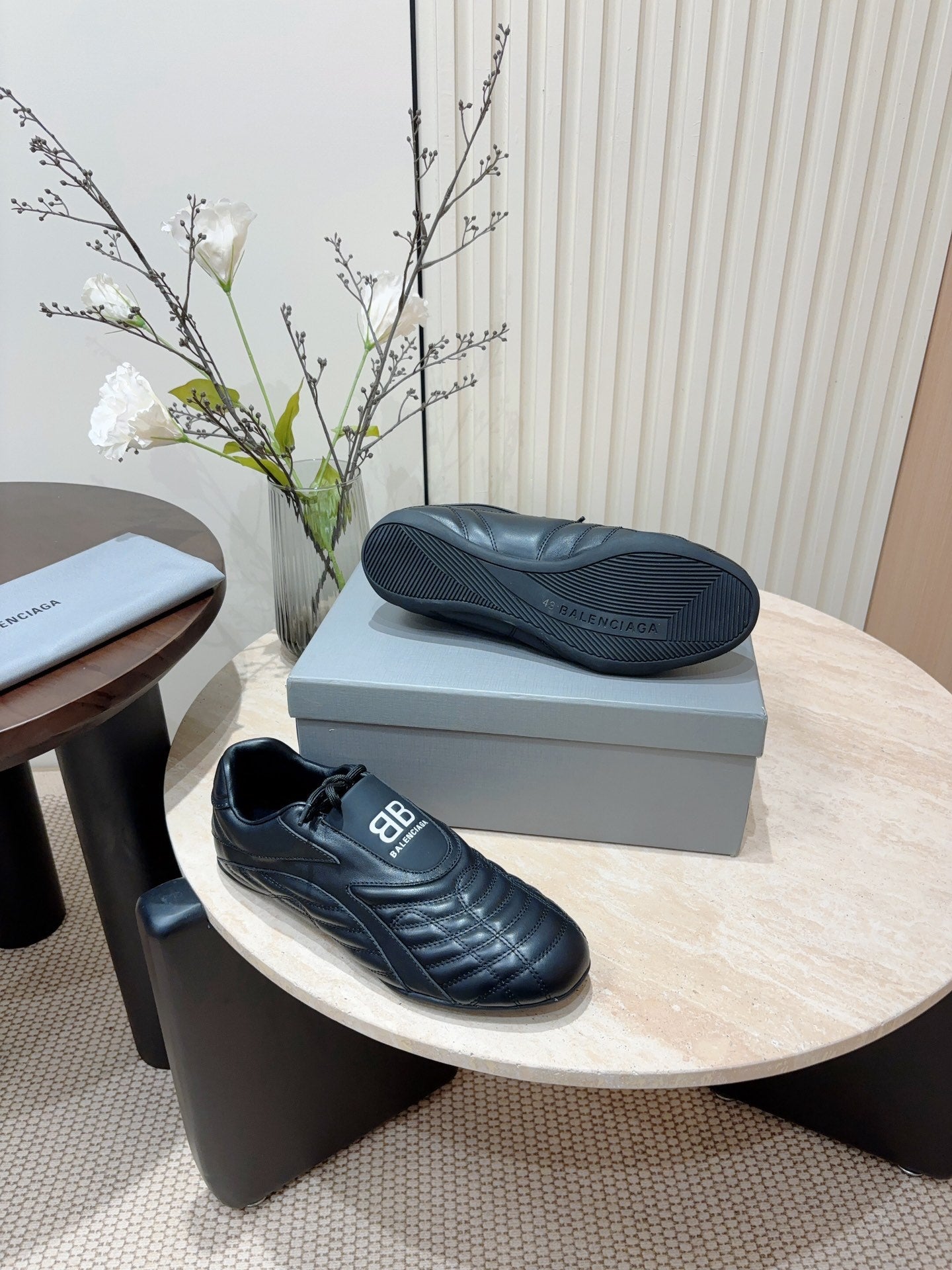 Balanciaga SOCCER SNEAKER IN BLACK QUILTED LAMBSKIN