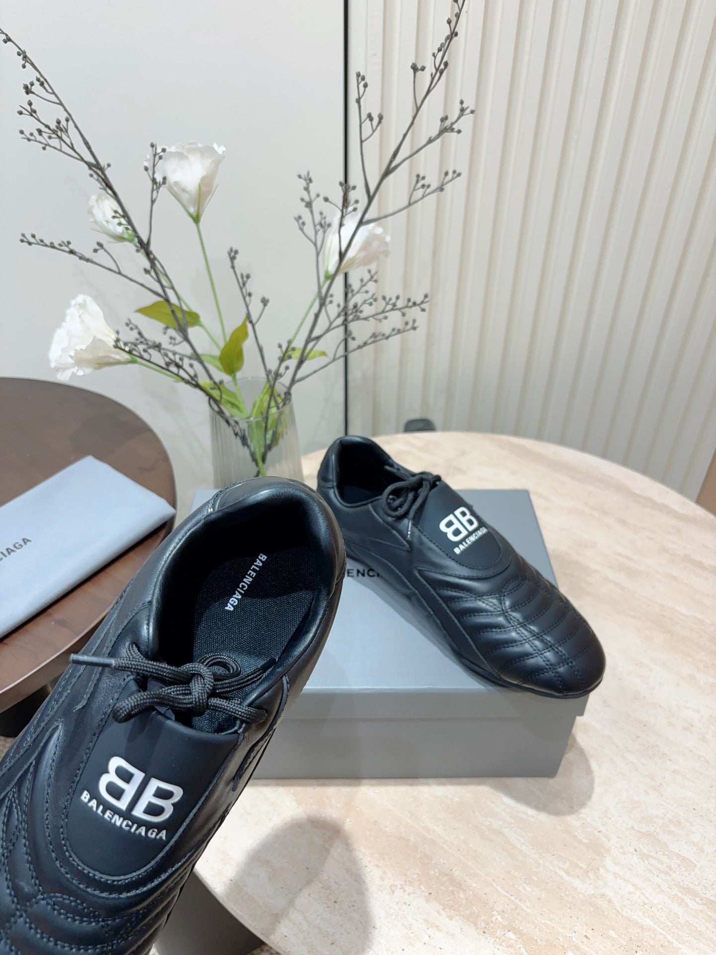 Balanciaga SOCCER SNEAKER IN BLACK QUILTED LAMBSKIN