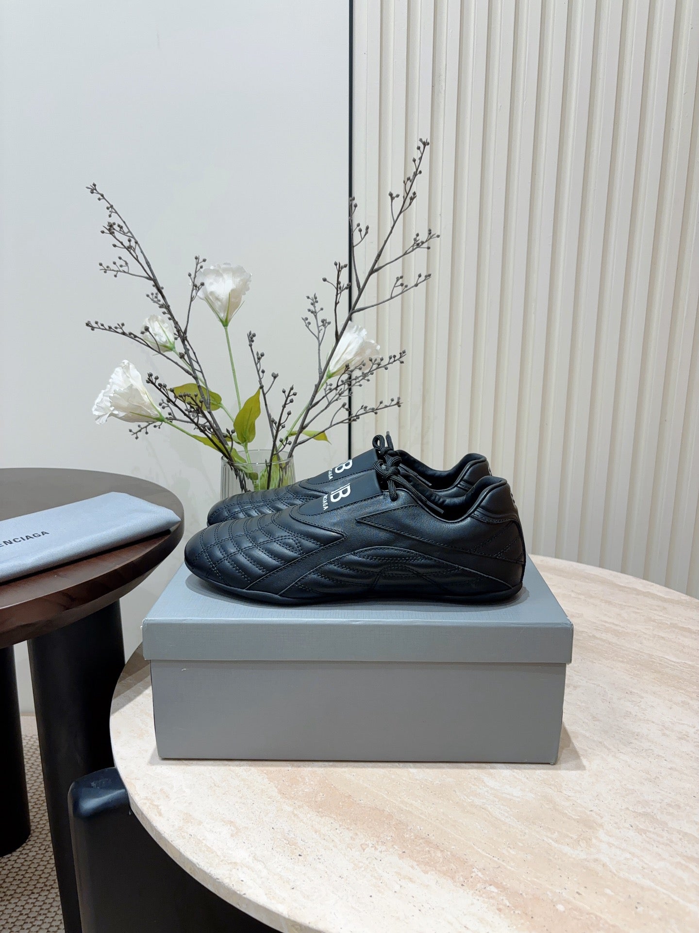 Balanciaga SOCCER SNEAKER IN BLACK QUILTED LAMBSKIN
