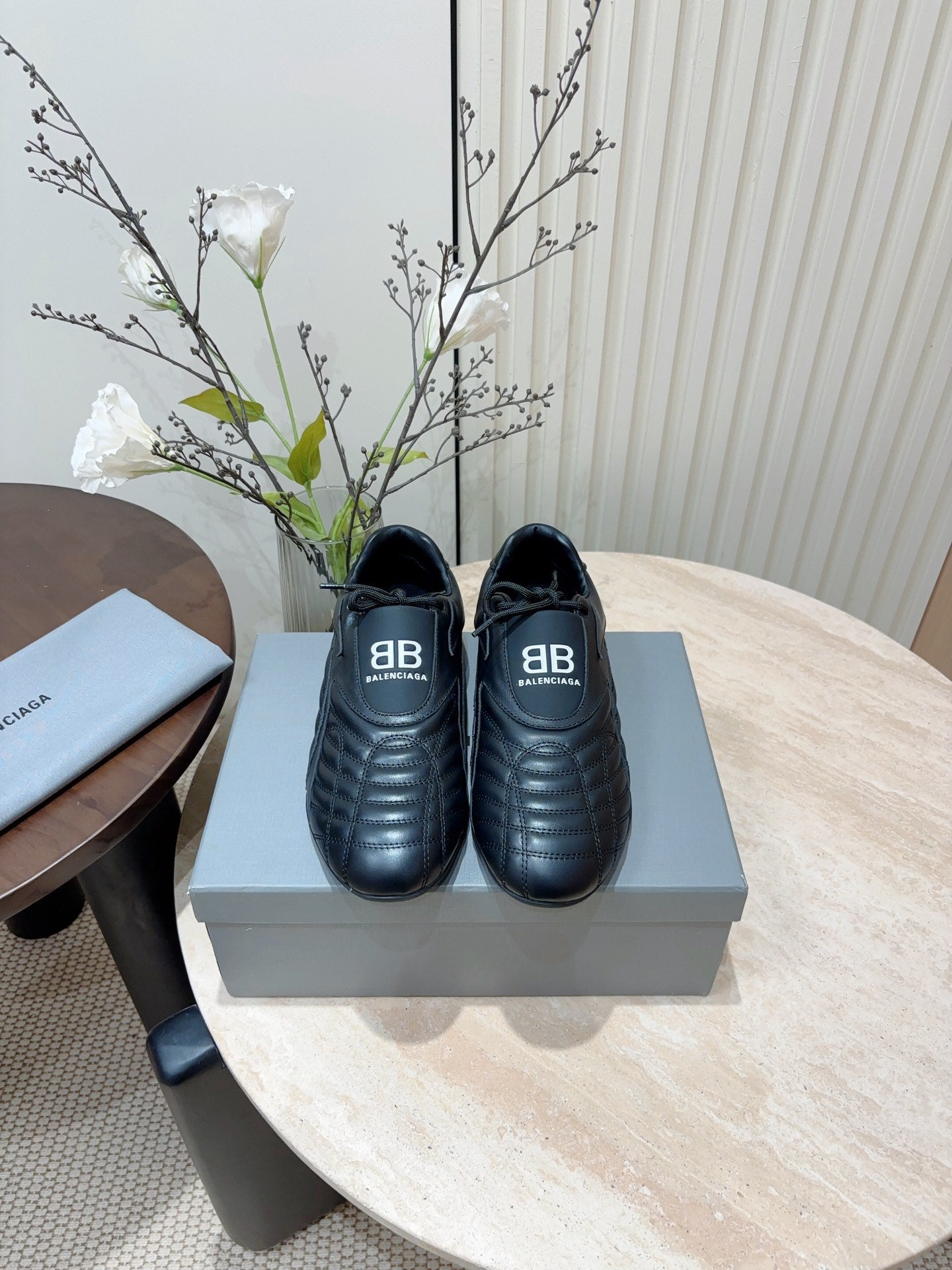 Balanciaga SOCCER SNEAKER IN BLACK QUILTED LAMBSKIN