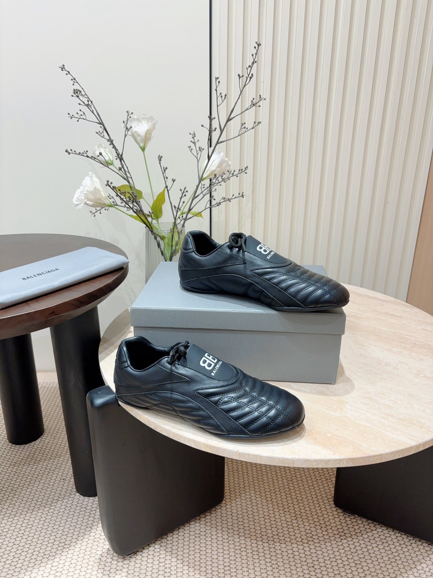 Balanciaga SOCCER SNEAKER IN BLACK QUILTED LAMBSKIN