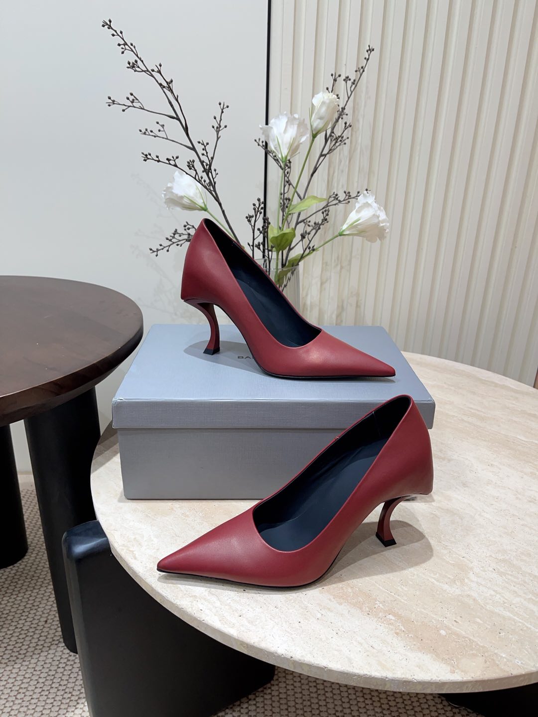 Balanciaga CURVED HEEL SHALLOW MOUTH PUMPS IN CADILLAC CALFSKIN