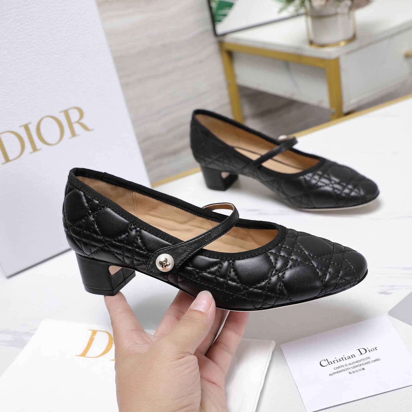 DIOR Ballet Pump 40mm In Black Quilted Calfskin 995268