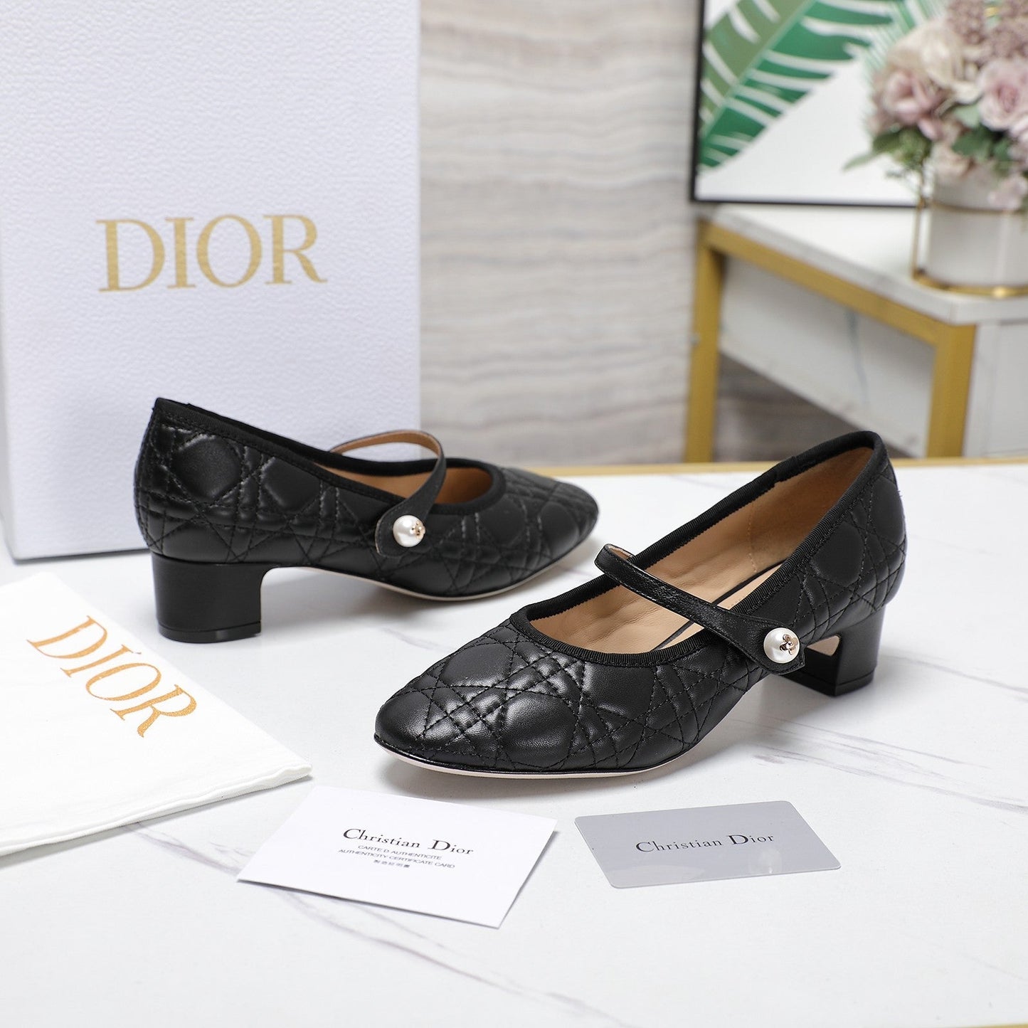 DIOR Ballet Pump 40mm In Black Quilted Calfskin 995268