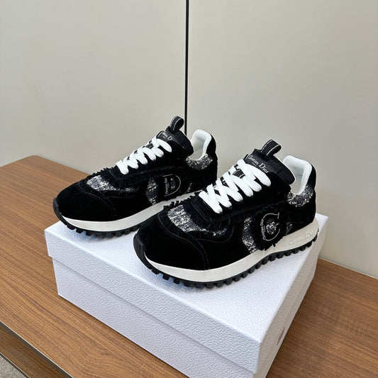DIOR C'est  DIOR Sneaker In Black Suede And Tweed Fabric  989935