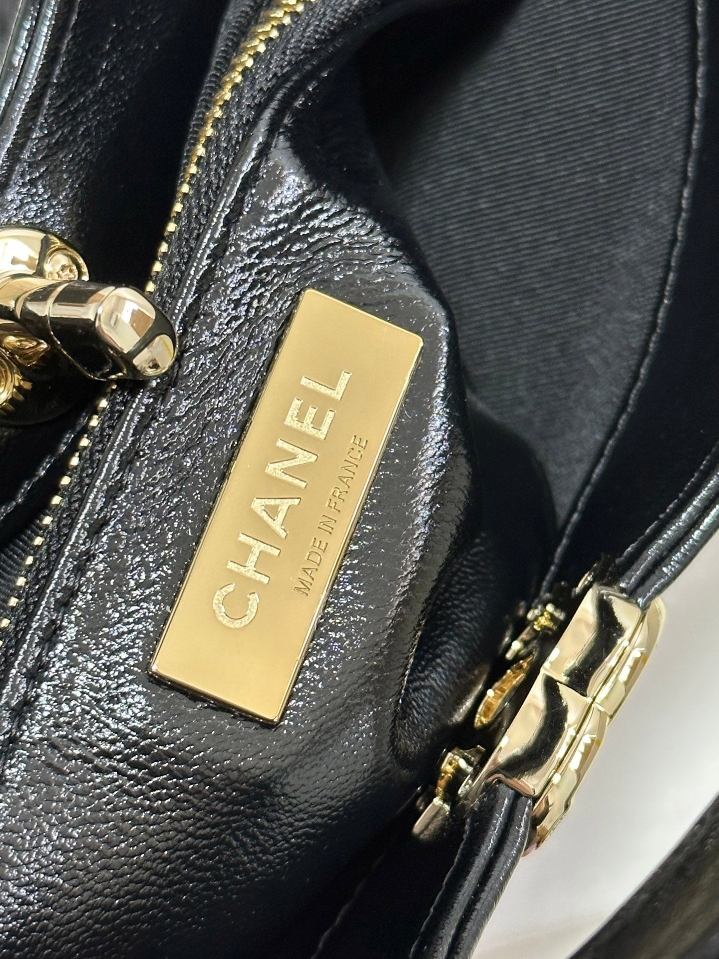 CHANEL 25P Mini 31 Bag Black Waxed Sheepskin Gold Hardware 243582