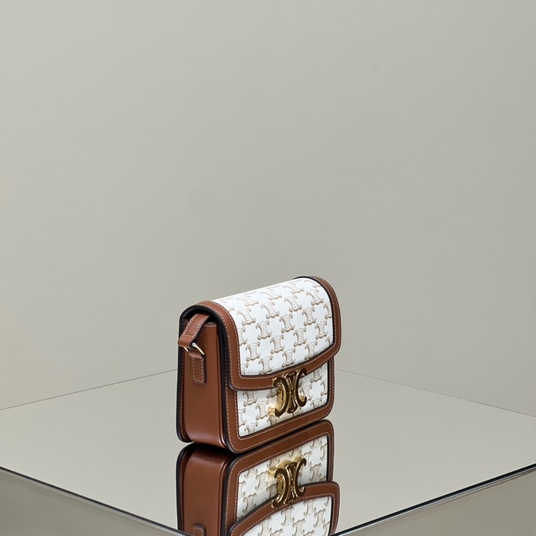 Celine CLASSIQUE TRIOMPHE 22 CALFSKIN WHITE BROWN