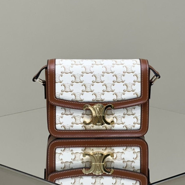 Celine CLASSIQUE TRIOMPHE 22 CALFSKIN WHITE BROWN