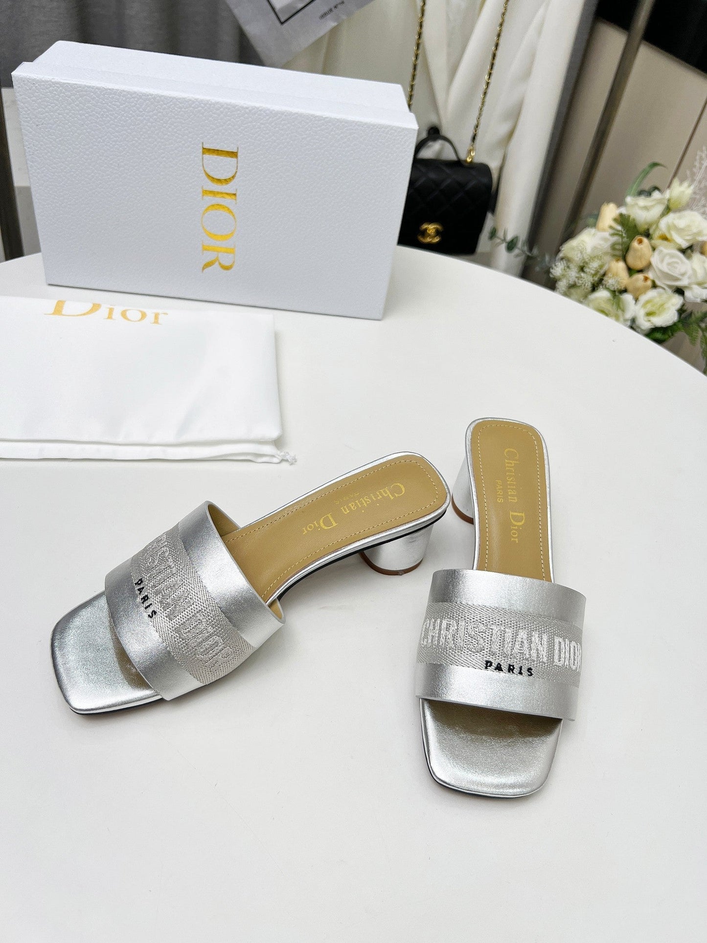 DIOR dway 45 silver-tone canvas calfskin
