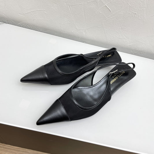 Saint Laurent OXALIS SLINGBACK PUMPS 30 IN MESH BLACK LEATHER