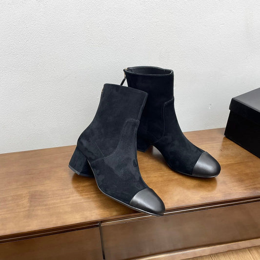 CHANEL Ankle Boots 50mm Black Suede