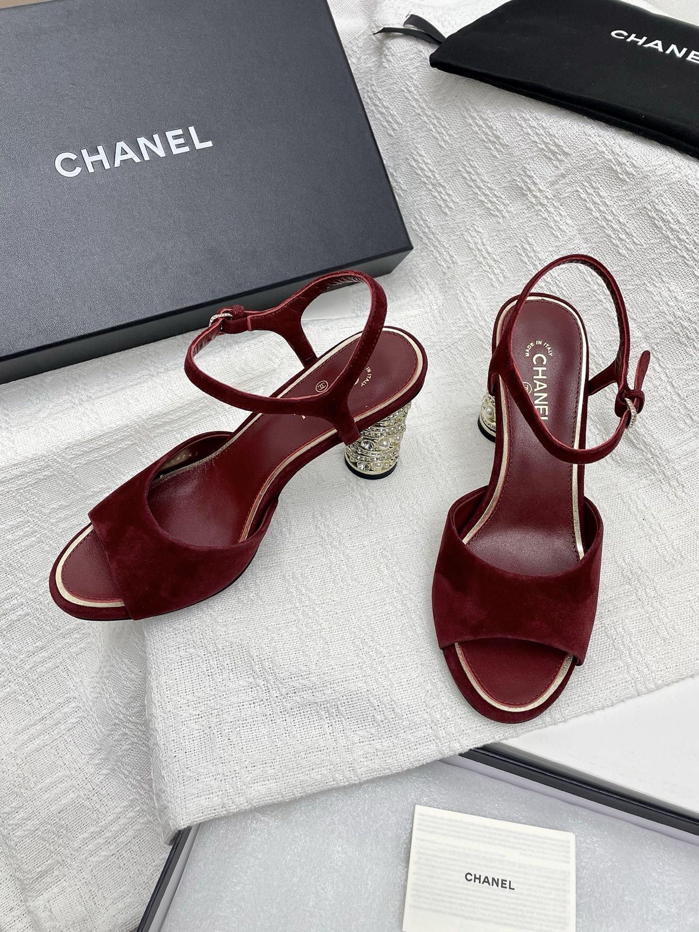CHANEL 25p Slingback Heel 8cm Burgundy Suede