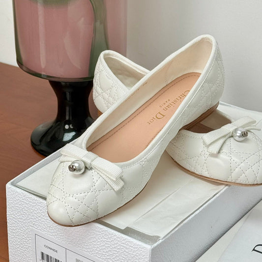 DIOR ballet flat white lambskin mop front