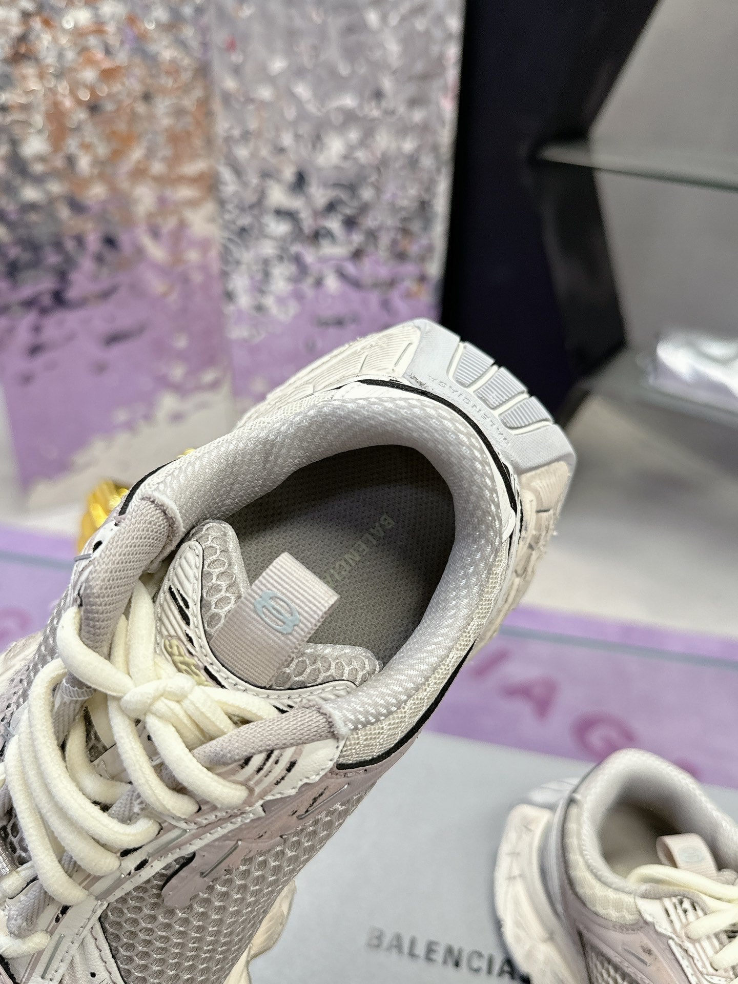 Balanciaga STAPLER SNEAKER IN BEIGE AND GREY POLYURETHANE AND POLYESTER