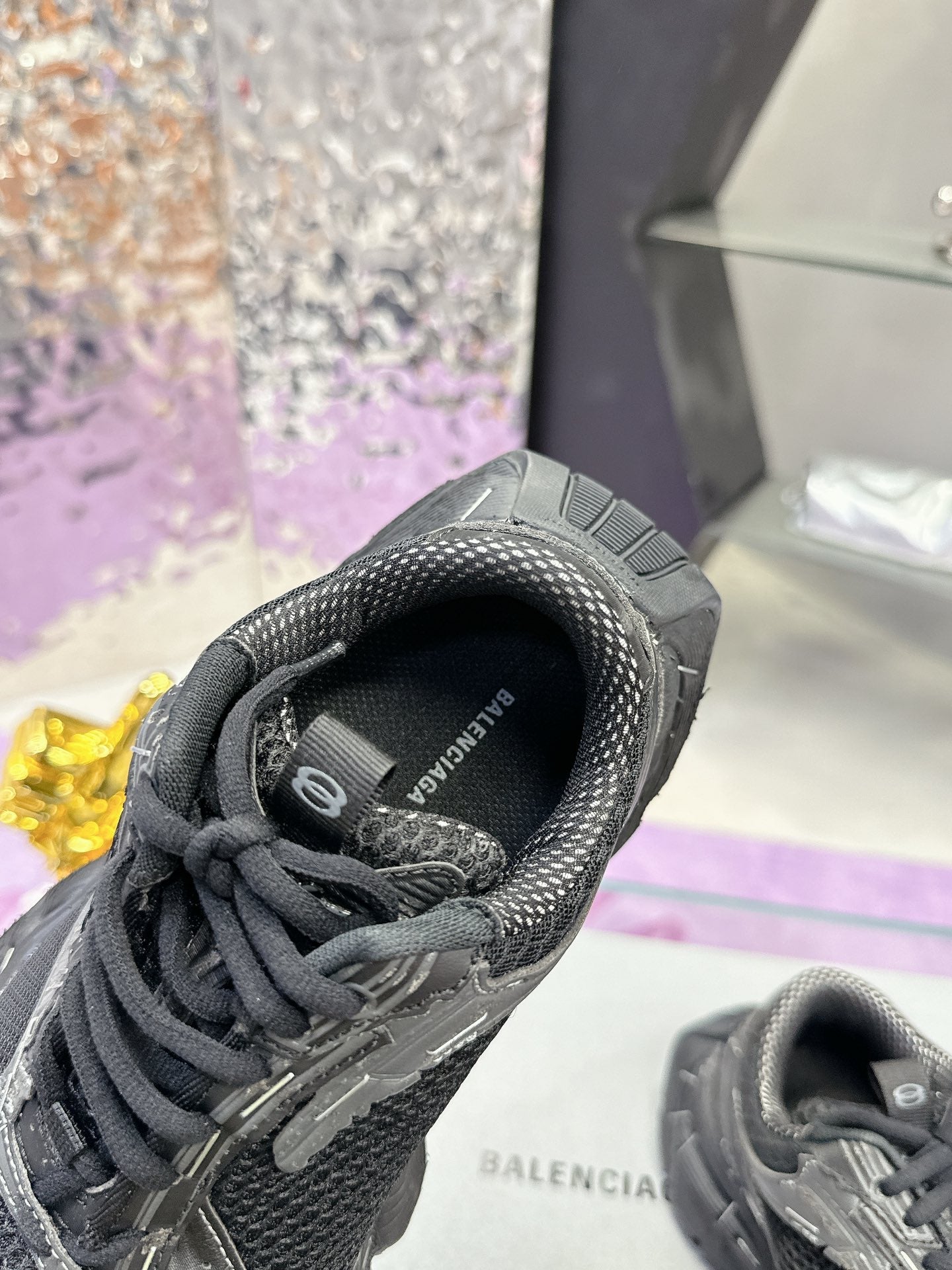 Balanciaga STAPLER SNEAKER IN BLACK MIX GRAY POLYURETHANE AND MESH