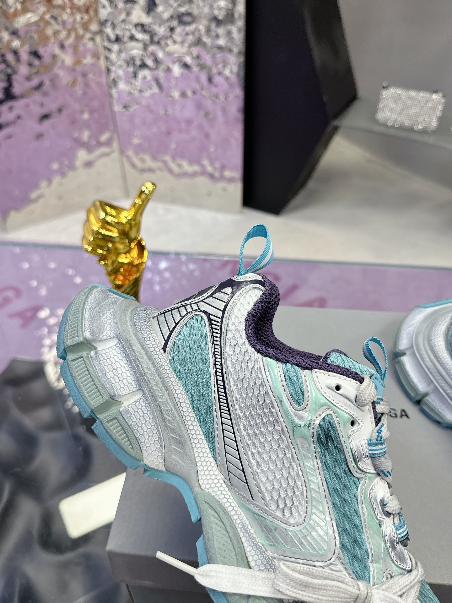 Balanciaga 3XL SNEAKER IN LIGHT BLUE, WHITE AND PURPLE MESH AND POLYURETHANE