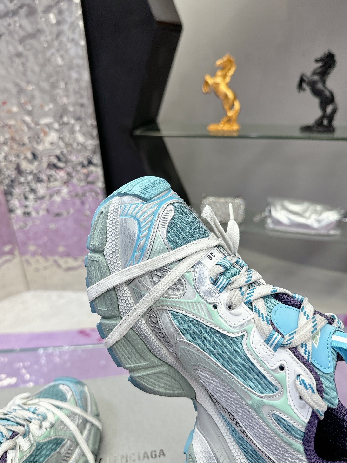 Balanciaga 3XL SNEAKER IN LIGHT BLUE, WHITE AND PURPLE MESH AND POLYURETHANE