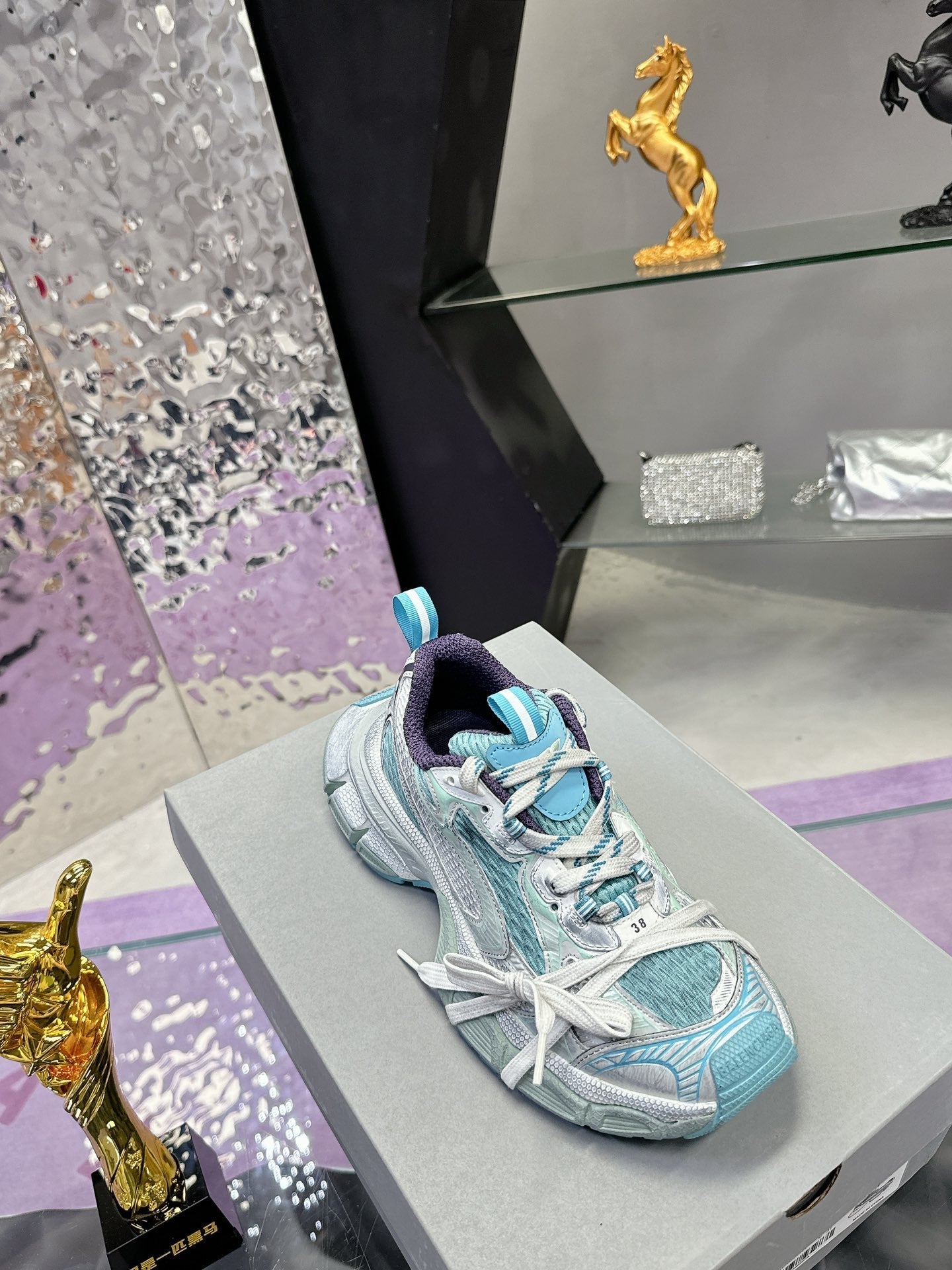 Balanciaga 3XL SNEAKER IN LIGHT BLUE, WHITE AND PURPLE MESH AND POLYURETHANE