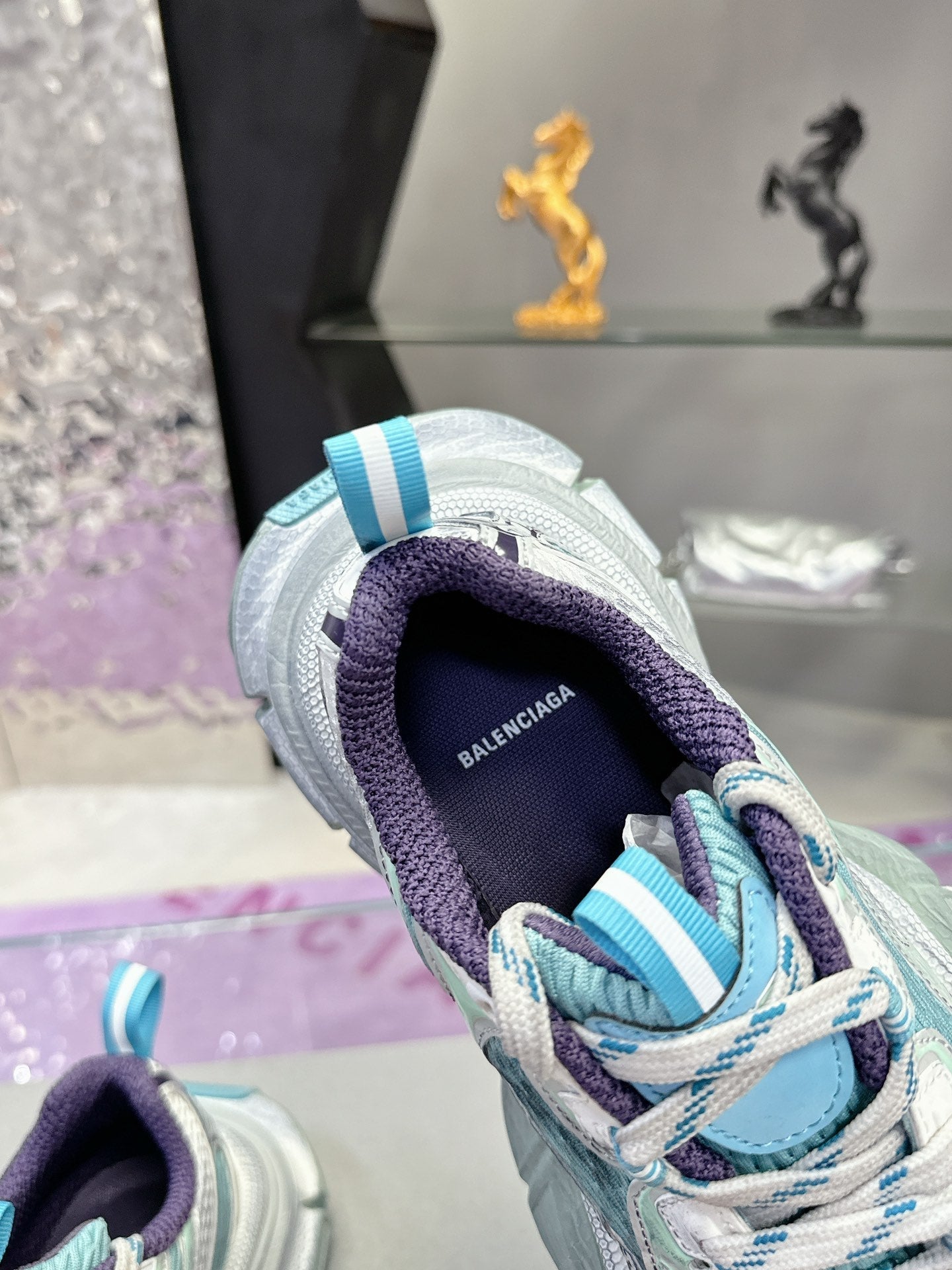 Balanciaga 3XL SNEAKER IN LIGHT BLUE, WHITE AND PURPLE MESH AND POLYURETHANE
