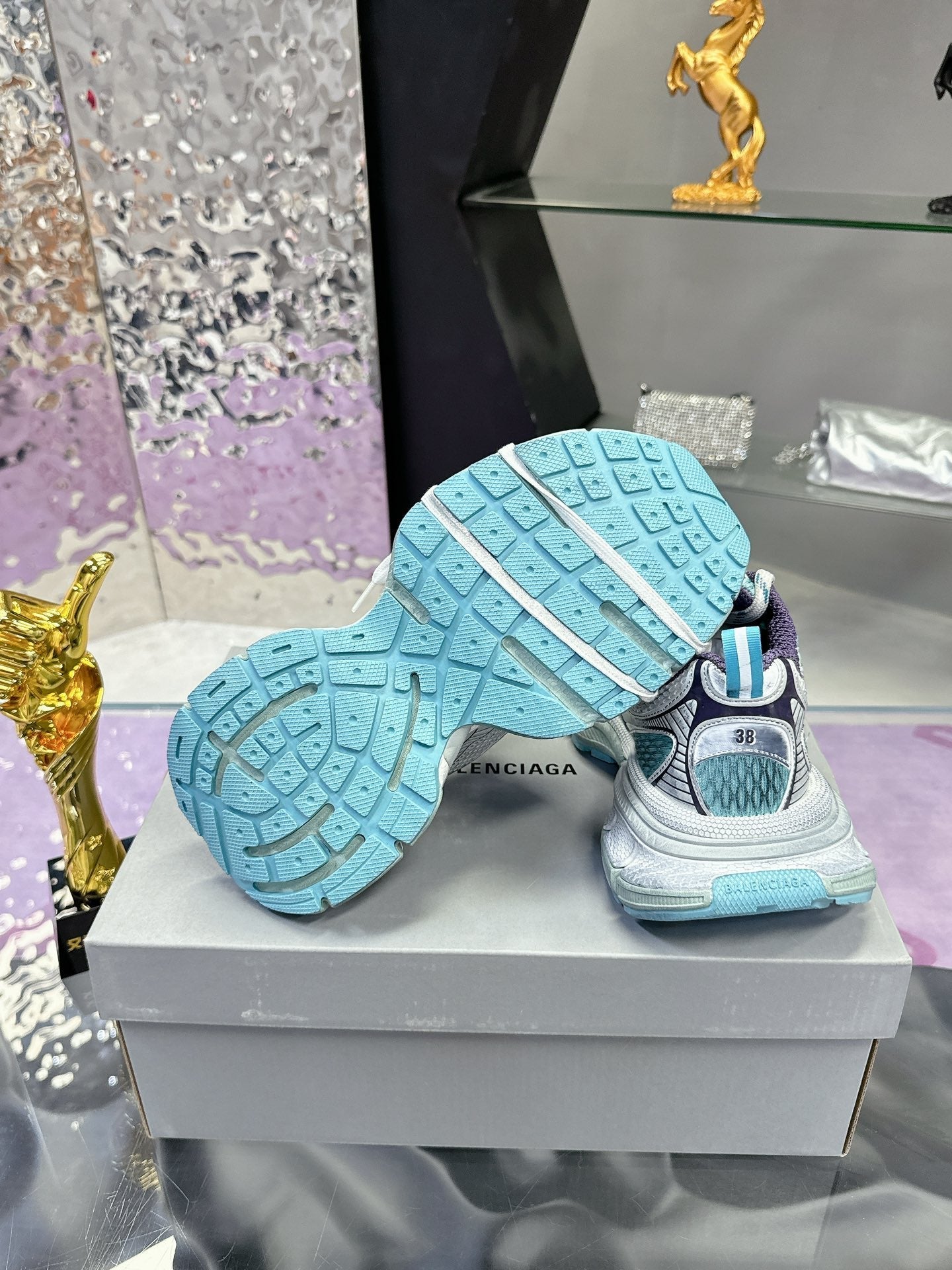 Balanciaga 3XL SNEAKER IN LIGHT BLUE, WHITE AND PURPLE MESH AND POLYURETHANE