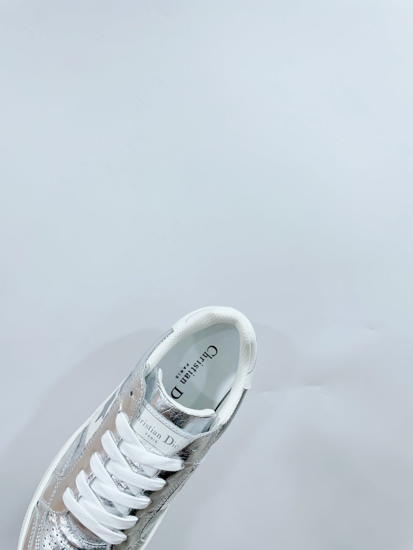 DIOR Star Platform Sneaker In Silver Glossy Calfskin 999868