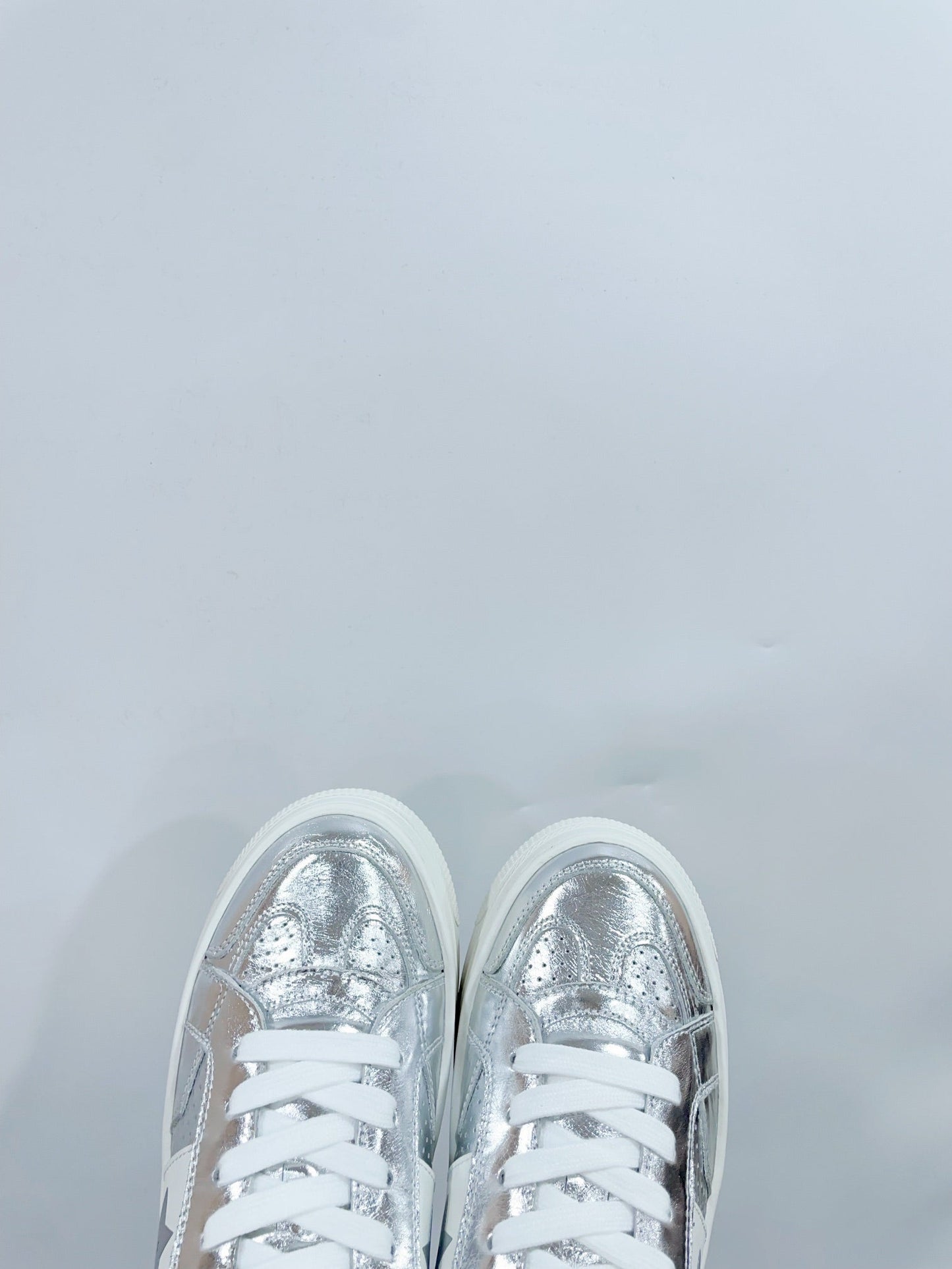 DIOR Star Platform Sneaker In Silver Glossy Calfskin 999868