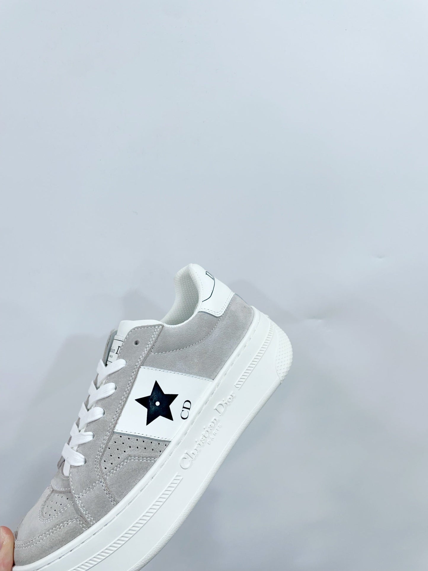 DIOR Star Platform Sneaker In Light Grey Suede 999872